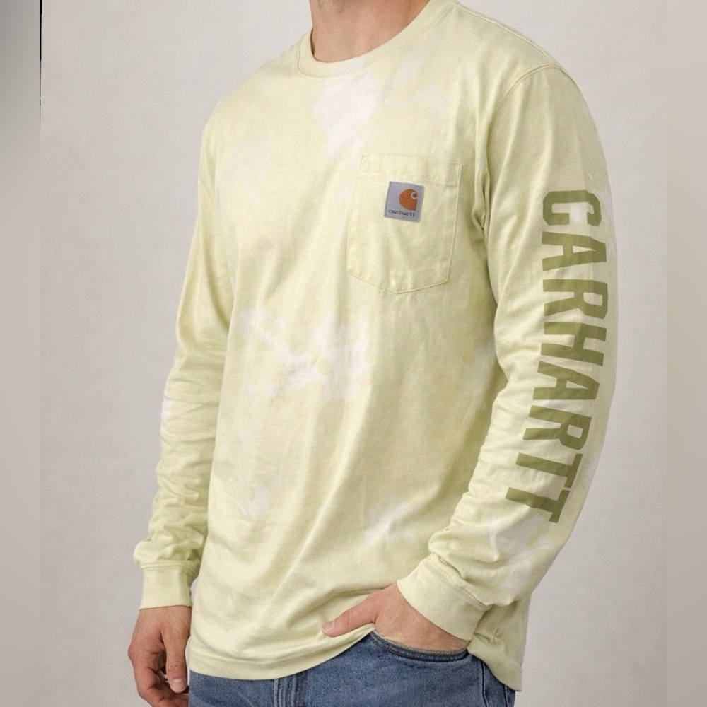 Carhartt Neon Green Tie-Dye Long Sleeve T-Shirt Size XXL